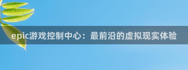 优贝娱乐网址注册：epic游戏控制中心：最前沿的虚拟现实体验